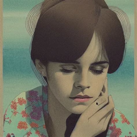 Emma Watson Portrait By Ikenaga Yasunari And Ayana Stable Diffusion