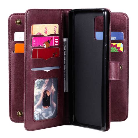 Samsung Galaxy A71 Multi Function 10 Card Slots Wallet Case Claret