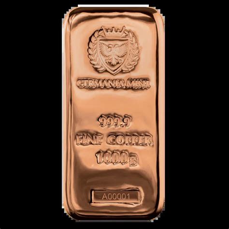 Germania Mint Copper Cast Bar 1 Kg Bullion Club