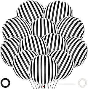 Amazon 12 Pcs Black And White Striped Balloons 18 Inch Halloween