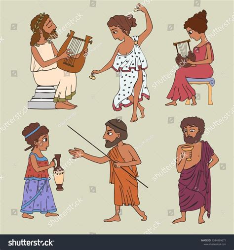 cartoon ancient greek people set, six persons of classical history #Ad ...