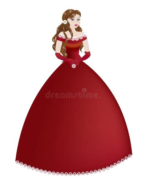 Princesa La Morenita En Un Vestido Rojo Ilustración del Vector