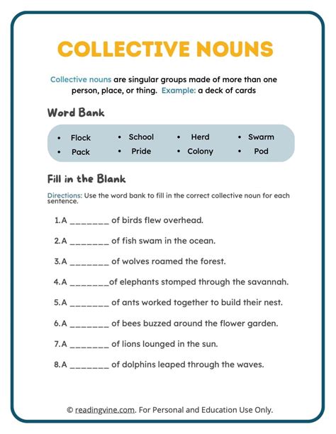 Collective Nouns Worksheets - prntbl.concejomunicipaldechinu.gov.co