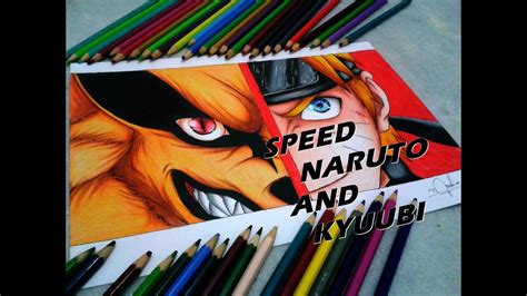 Speed Drawing Naruto Uzumaki And Kyuubi Kurama Youtube