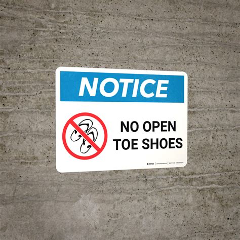 Notice No Open Toe Shoes Landscape With Icon Wall Sign