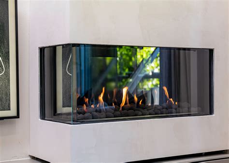 Modern Double Corner Frameless Fireplace Dreifuss Fireplaces