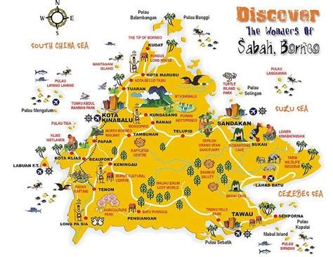 Map Of Sabah Borneo Travel Borneo Malaysia Travel