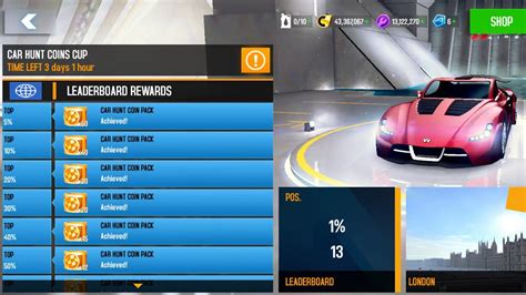 Asphalt Car Hunt Coins Cup London Weber Faster One Top Youtube