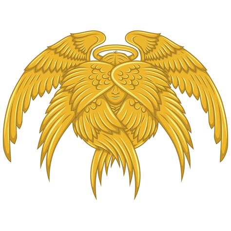 Vector Design Of Seraph With Six Wings Angelic Face Of Catholic