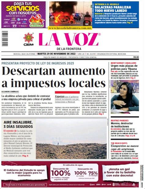 Periódico La Voz De La Frontera México Periódicos De México Edición