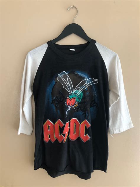 80s Acdc Fly On The Wall Tour T Shirt Vintage 1980s Ac Dc Fly Graphic