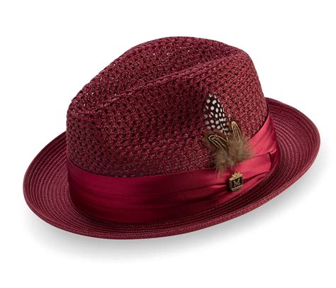 Montique Burgundy Solid Color Pinch Braided Fedora Dobbs Hats Stacy