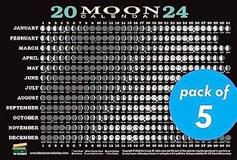 2024 Moon Calendar Card (5 pack): Lunar Phases, Eclipses, and More ...