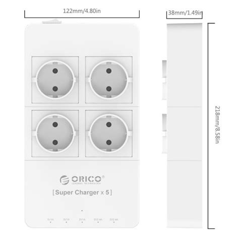 Orico Hpc A U Eu Surge Protector Strip Outlet With Usb