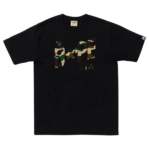 A Bathing Ape Men 1st Camo Bape Sta Logo Tee black yellow