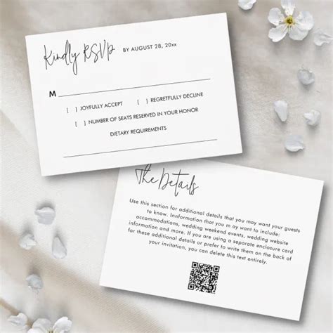 Simple Modern Minimalist Qr Code Rsvp Wedding Enclosure Card Zazzle