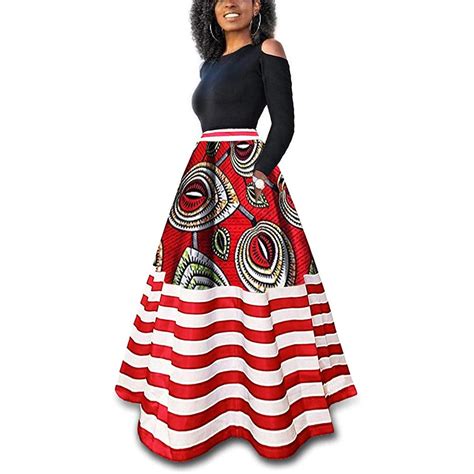 Long Pleated High Waist Print African Print Skirt For Women Buy