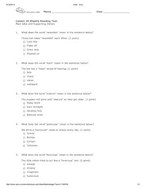 Fillable Online Quia Quiz Name Date Lesson Weekly Reading