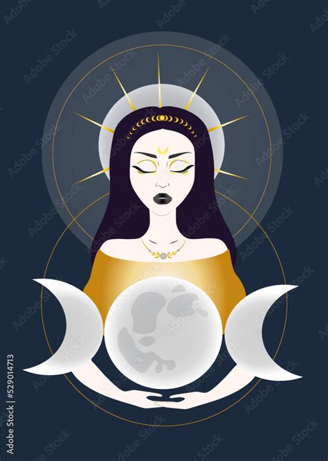 Triple goddess symbol of moon phases. Wiccan woman icon. Hekate ...