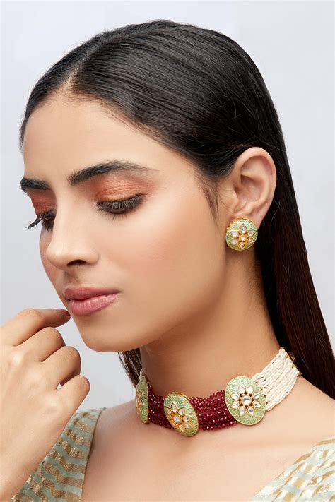 Buy Khwaab By Sanjana Lakhani Beaded Choker Jewellery Set Online Aza