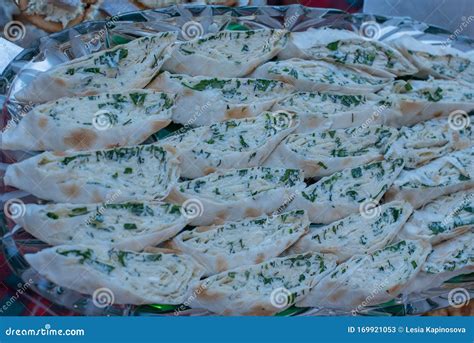 Pita Bread Wrapped With Cottage Cheese And Vegetables Stock Image