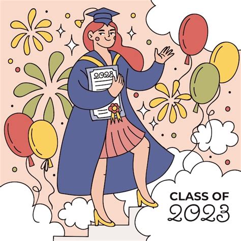 Premium Vector Hand Drawn Illustration For Class Of 2023 Graduation