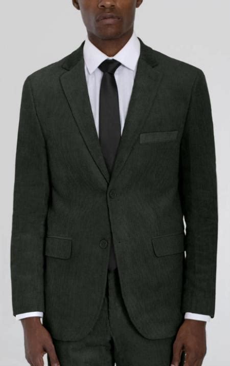 Mens Forest Green Corduroy Two Button Suit