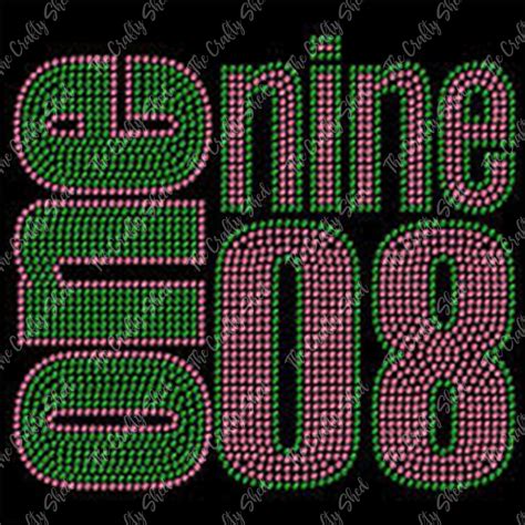 One Nine Pink Green Rhinestone Transfer The Crafty Shed