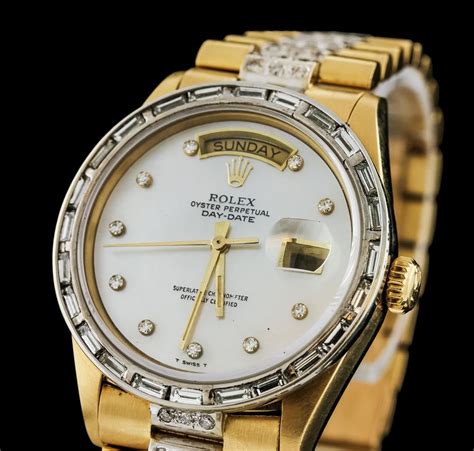 Rolex 18kt Yellow Gold 420ctw Diamond Daydate Mens Watch