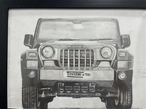 Mahindra Thar Sketch Created By Tavish Bansal