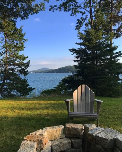 Adirondack Chairs by the Fire Pit Stock Image - Image of maine, lounge ...