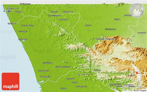 Physical 3D Map of Trissur (Trichur)