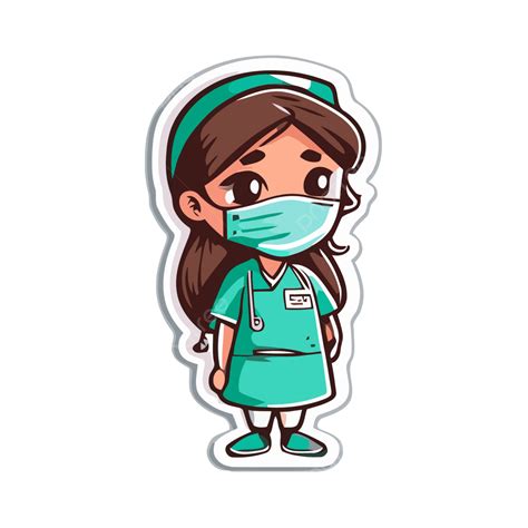 Cartoon Nurse Sticker With Her Mask On Clipart Vector Nurse Clipart Cartoon Clipart Mask