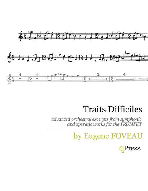 Transposed Orchestral Excerpts For Trumpet By Eddy Taz QPress