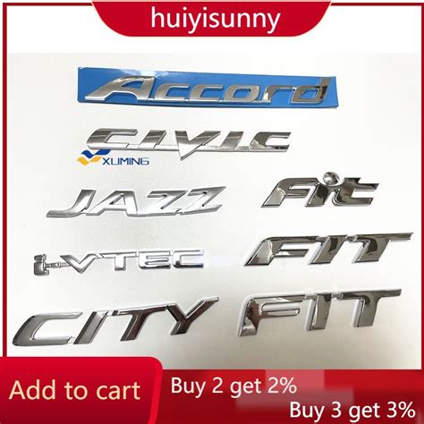 1pc Abs Honda Chrome Logo Trunk Letter Sticker Emblem Honda I Vtec Jazz