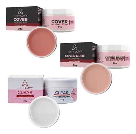 Kit 3 Géis Anylovy 24g Versatilidade E Qualidade Para Unhas Cor Gel Cover Cover Nude Clear