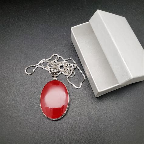 Ats Ayu Big Red Coral Necklace Pendant Option With Silver Chain