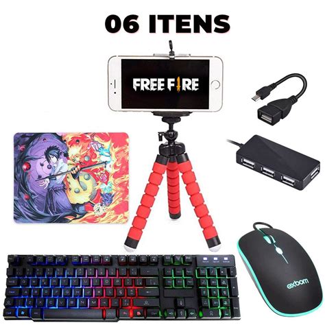 Kit Gamer Mobilador Teclado Mouse P Celular Free Fire Cod Exbom