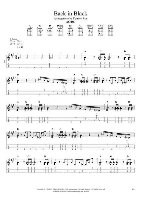 Back In Black Arr Damien Roy By Ac Dc Sheet Music For Ukulele At Sheet Music Direct