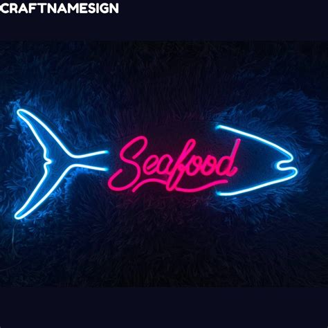 Seafood Signboard Neon Sign Open Seafood Restaurant Led Sign Custom