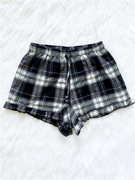 Adult Plaid Shorts Ruffle Trim Pj Women Sleepwear Bridesmaid Etsy