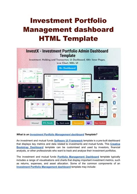 PPT Investment Portfolio Management Dashboard HTML Template