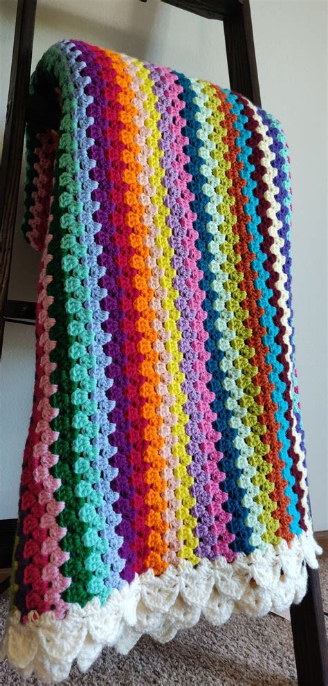 Coperta Arcobaleno Fatta A Mano All Uncinetto Etsy