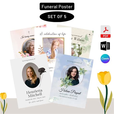 Funeral Poster Templates Printable PDF, Word [Editable]