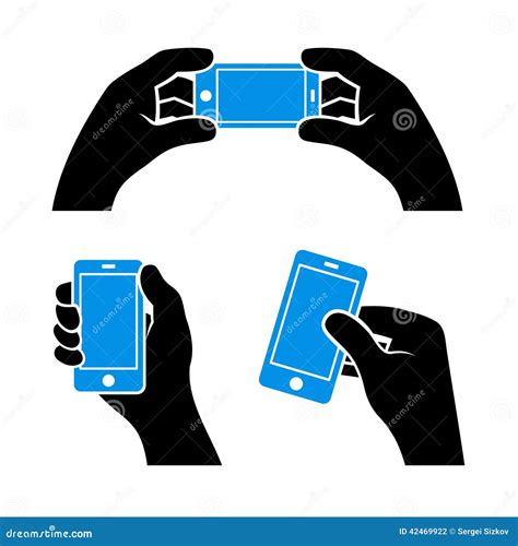 Set Of Hands Holding Smart Phone Vector Stock Vector Illustration Of