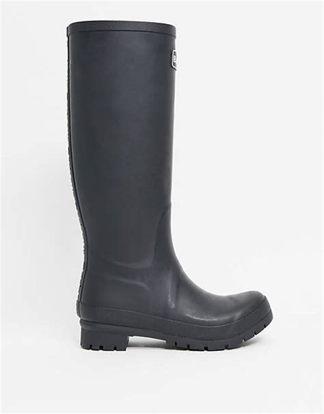 Barbour Abbey Wellington Boot With Logo Detail In Black Asos