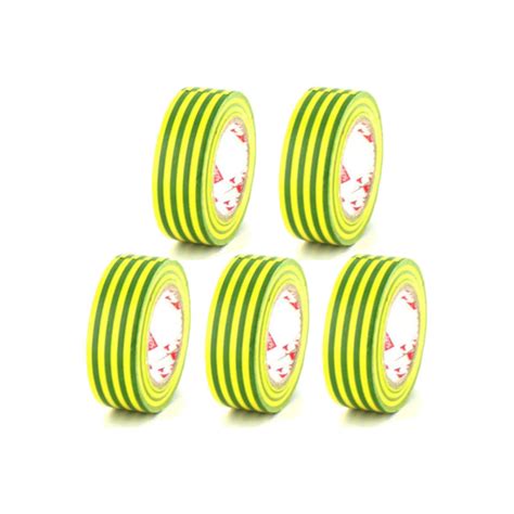 Lot De 5 Rubans Adhésifs Électriques Scapa Pvc Jaune Et Vert 15mm