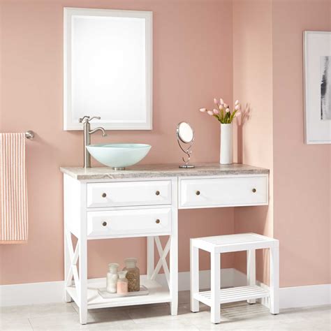 Bathroom Vanity With Makeup Area Glympton Vessel Sink Vanity