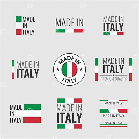 Made In Italy Labels Set Italian Product Emblem Stock Vector