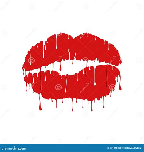 Melting Lips Vector Illustration Red Lipstick Hot Picture Stock